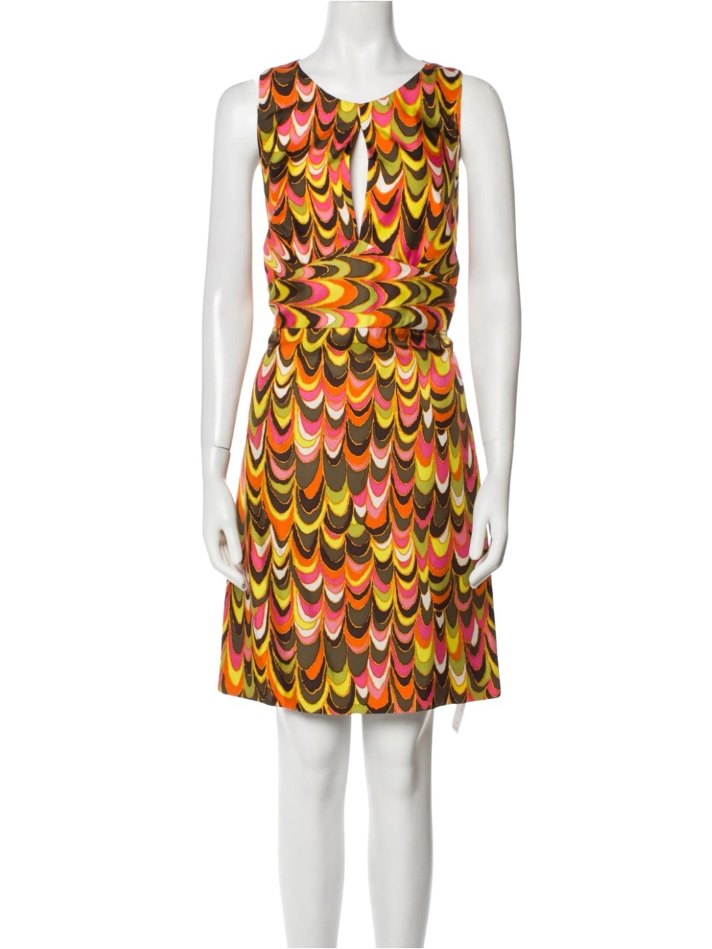 Milly Multicolor Pink Orange Yellow Brown Wave Print Top